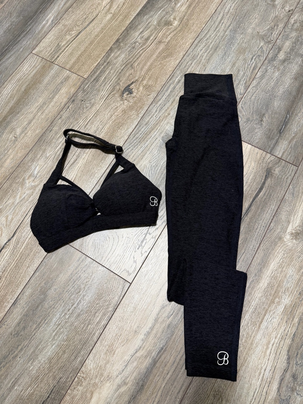 Bombshell Sportswear heathered Black Leggings and Matching top set